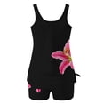thumbnail image 3 of HomeDM Womens Tankini Swimsuits 2 Pieces Tummy Control Tankini Top with Shorts Floral Print Bathing Suits Black Size L, 3 of 5