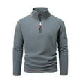 thumbnail image 3 of Feancey Mens Quarter Zip Fleece Sweatshirt Winter Warm Casual Stand Collar Long Sleeve Pullovers Comfy Regular Fit Golf Sweatshirt Holiday Gifts Gray XL, 3 of 5