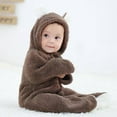 thumbnail image 4 of SYNPOS Baby Boy Girl Bear Ear Hooded Footed Jumpsuit Warm Fleece Romper, Newborn, 4 of 11