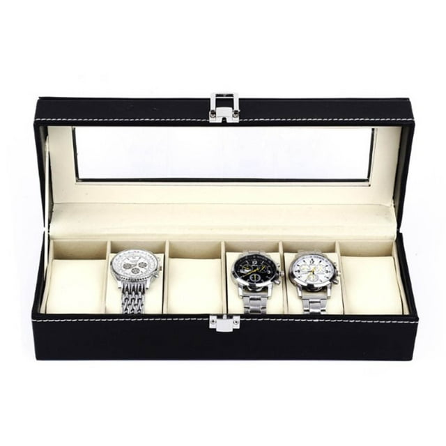 Estuche para relojes, organizador de relojes, caja organizadora para relojes con 6 ranuras, estuche de exhibición para relojes, artesanía superior