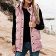 thumbnail image 2 of Womens Puffer Vests Hooded Sleeveless Quilted Zip Up Jacket with Snap Button Front and Pockets Cotton Solid Color Warm Outerwear for Outdoor Activities, 2 of 5