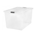 thumbnail image 1 of IRIS Large 132 Qt Buckle Down Snap Handle Storage Caddy Bin Tote w/ Lid, Clear, 1 of 4