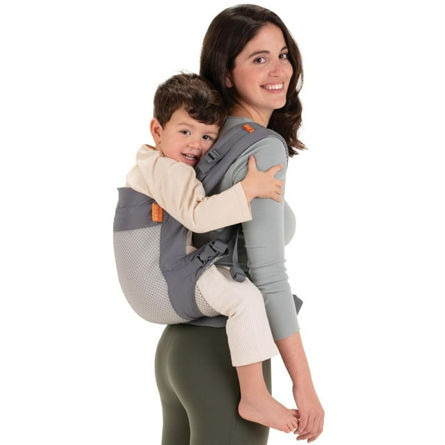 Beco Portabebés para niños pequeños con asiento extra ancho - 100% poliéster Malla de rendimiento 3D Estilo mochila para niños pequeños y transporte frontal - Portabebés liviano y transpirable - Porta