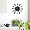 thumbnail image 3 of Mirror Effect Kitchen Clock with Spoon, Black, Fork, 3D Removable Sticker for Home Decoration 32*32*4CM Colorful, 3 of 5