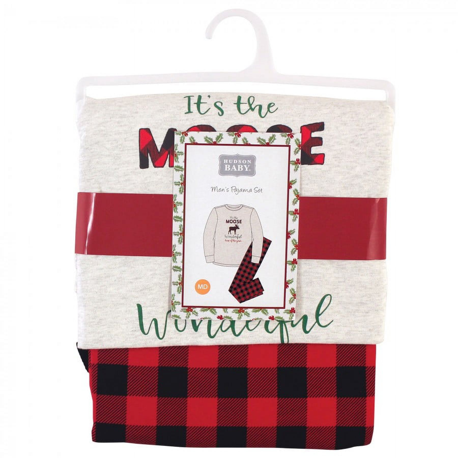 Hudson Baby Mens Unisex Holiday Pajamas, Moose Wonderful Time, XX-Large