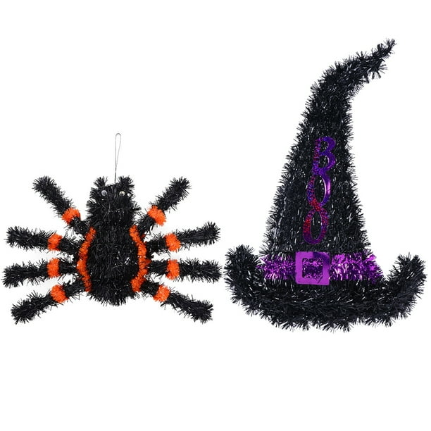 2 piezas de Halloween colgante araña sombrero de bruja adornos colgantes decoración de fiesta
