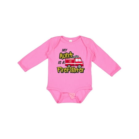 

Inktastic My Aunt is a Firefighter with Fire Truck Gift Baby Boy or Baby Girl Long Sleeve Bodysuit