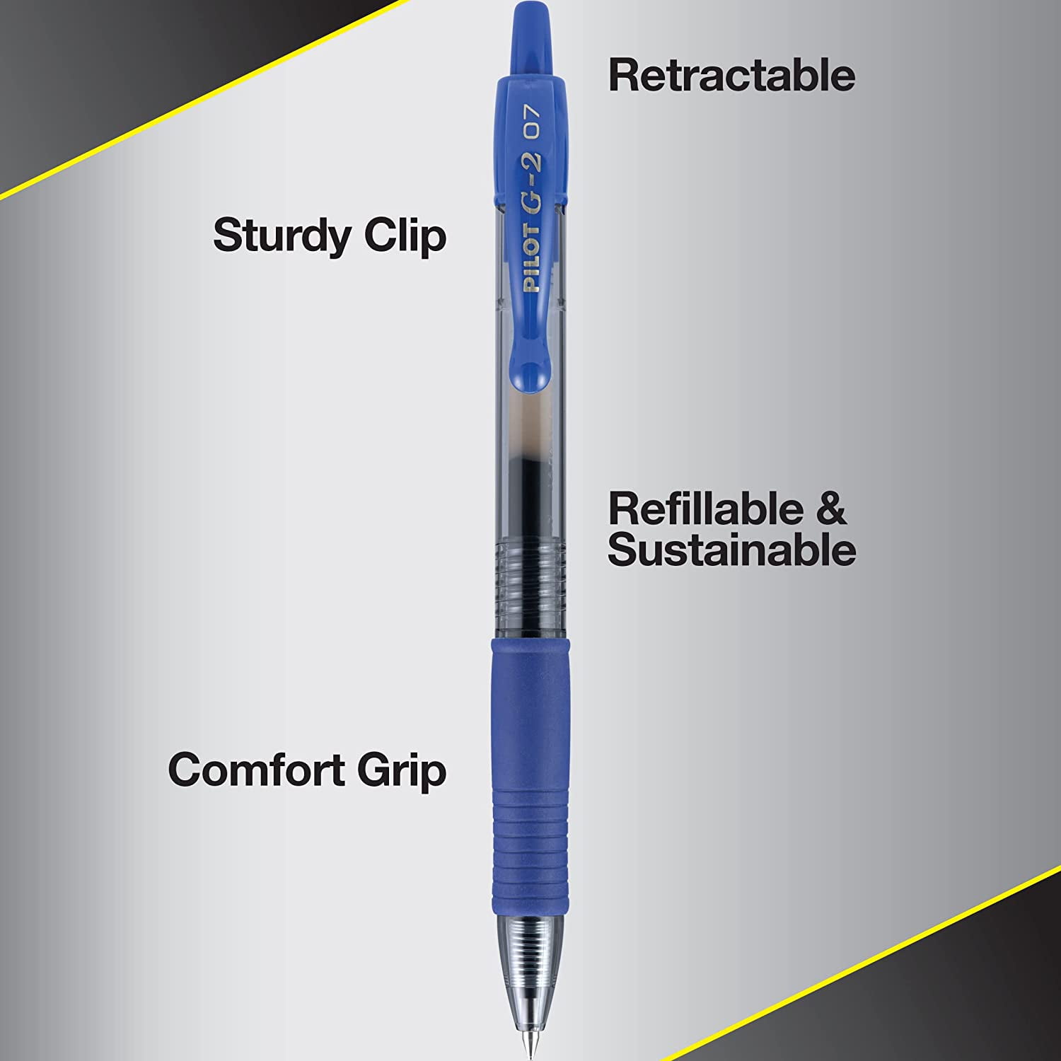 Pilot, G2 Premium Gel Roller Pens, Fine Point 0.7 mm, Blue, Pack of 12