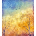 thumbnail image 3 of Nature Duvet Cover Set, Autumn Trees Gulls Skying in Sky Watercolor Paintbrush Fall Art, Decorative 3 Piece Bedding Set with 2 Pillow Shams, Calking Size, Blue Marigold Yellow, by Ambesonne, 3 of 3