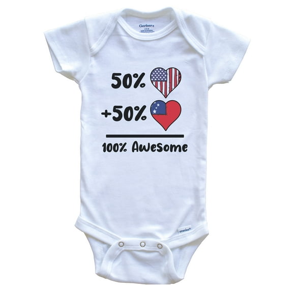 50% American 50% Samoan 100% Awesome Samoa Heart Flag Baby Bodysuit