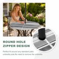 thumbnail image 5 of Round Outdoor Tablecloth with Umbrella Hole and Zipper, Grey Nordic Style Stripes Fitted Table Cover with Elastic Edge for 36-44 Inch, Black Gray Texture Waterproof Patio Tablecoths for Picnic, 5 of 9
