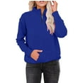 thumbnail image 2 of MEZZALL Women Sweatshirts Solid Color Long Sleeve Zip Neck Pockets Warm Pullover Basic Daily Outdoor Breathable Travel Tops, 2 of 7