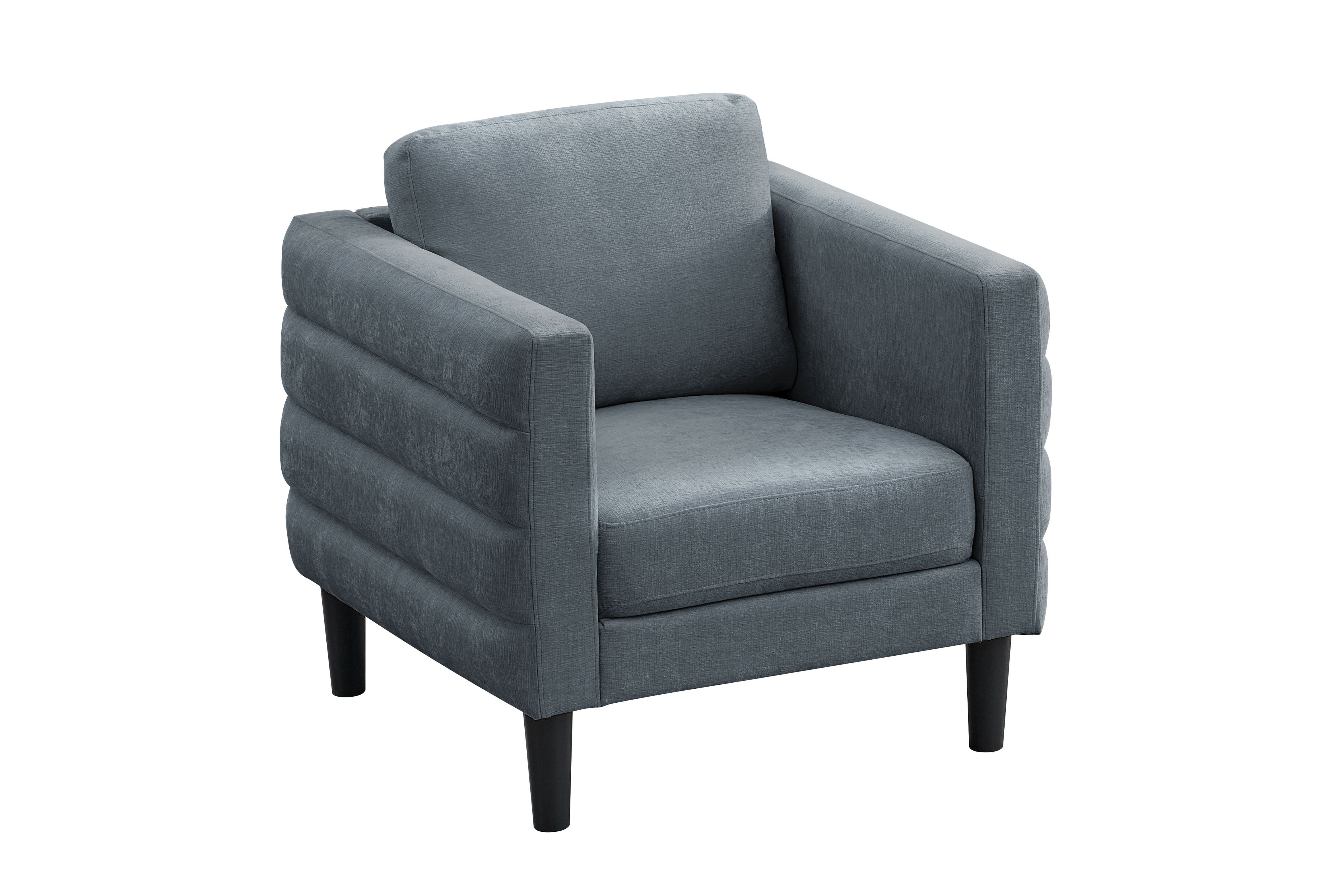 K-LIVING BRAYDEN CHAIR IN CHARCOAL GREY FABRIC UPHOLSTERY