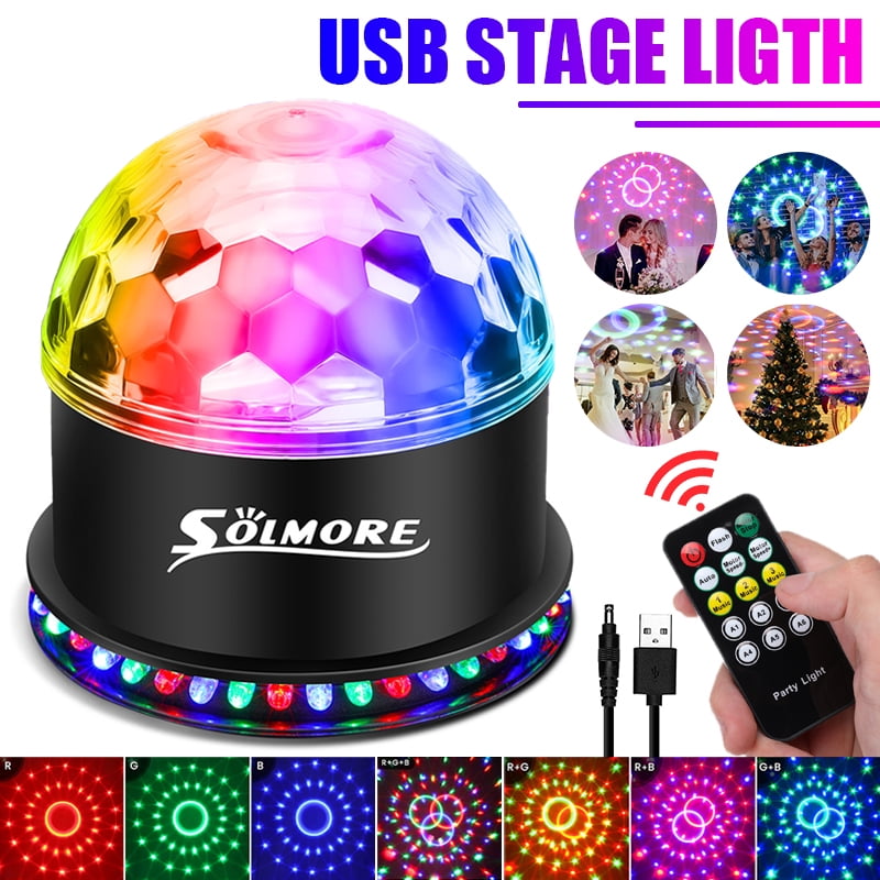 Solmore LED Disco Ball Disco Light Party Light with Remote Control, USB ...