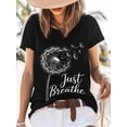 thumbnail image 3 of Just Breathe Women's T-Shirt, Short Sleeve Tee Shirts Casual Tops Farm Dandelio Crewneck T Shirt for Women, 3 of 8