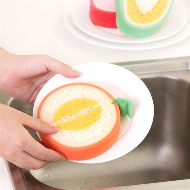 Dalazy Éponge de Bain pour Enfants Fruit Cartoon Éponge à Vaisselle Melon