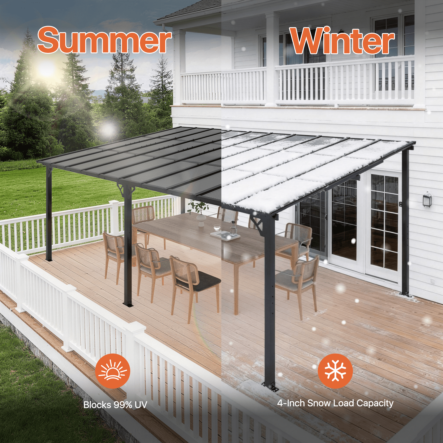 LazySunsets 10' x 20' Hardtop Gazebo Outdoor Aluminum Pergola For Modern Backyard, Deck, Garden
