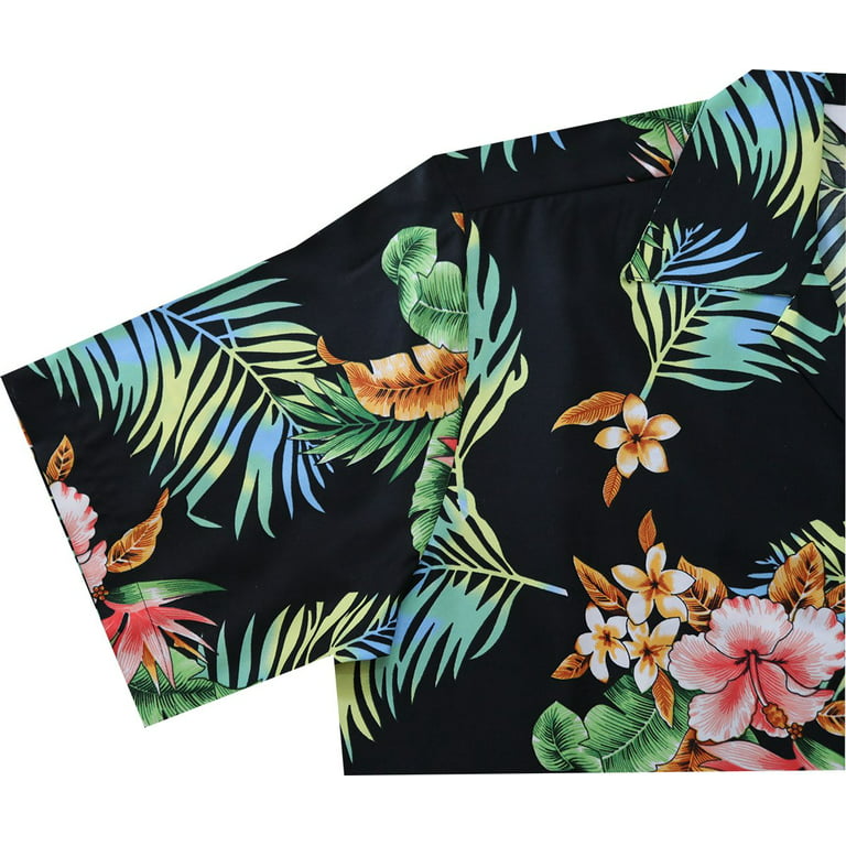 Plants & Flowers Pattern Aloha Hawaiian Shirt - Black
