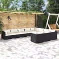 thumbnail image 1 of vidaXL 10 Piece Garden Lounge Set with Cushions Poly Rattan Black, 1 of 4