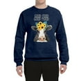 thumbnail image 2 of Wild Bobby, Good Food Good Mood Funny Cute Cow Animal Lover Unisex Crewneck Graphic Sweatshirt, Vintage Heather Navy, X-Large, 2 of 3