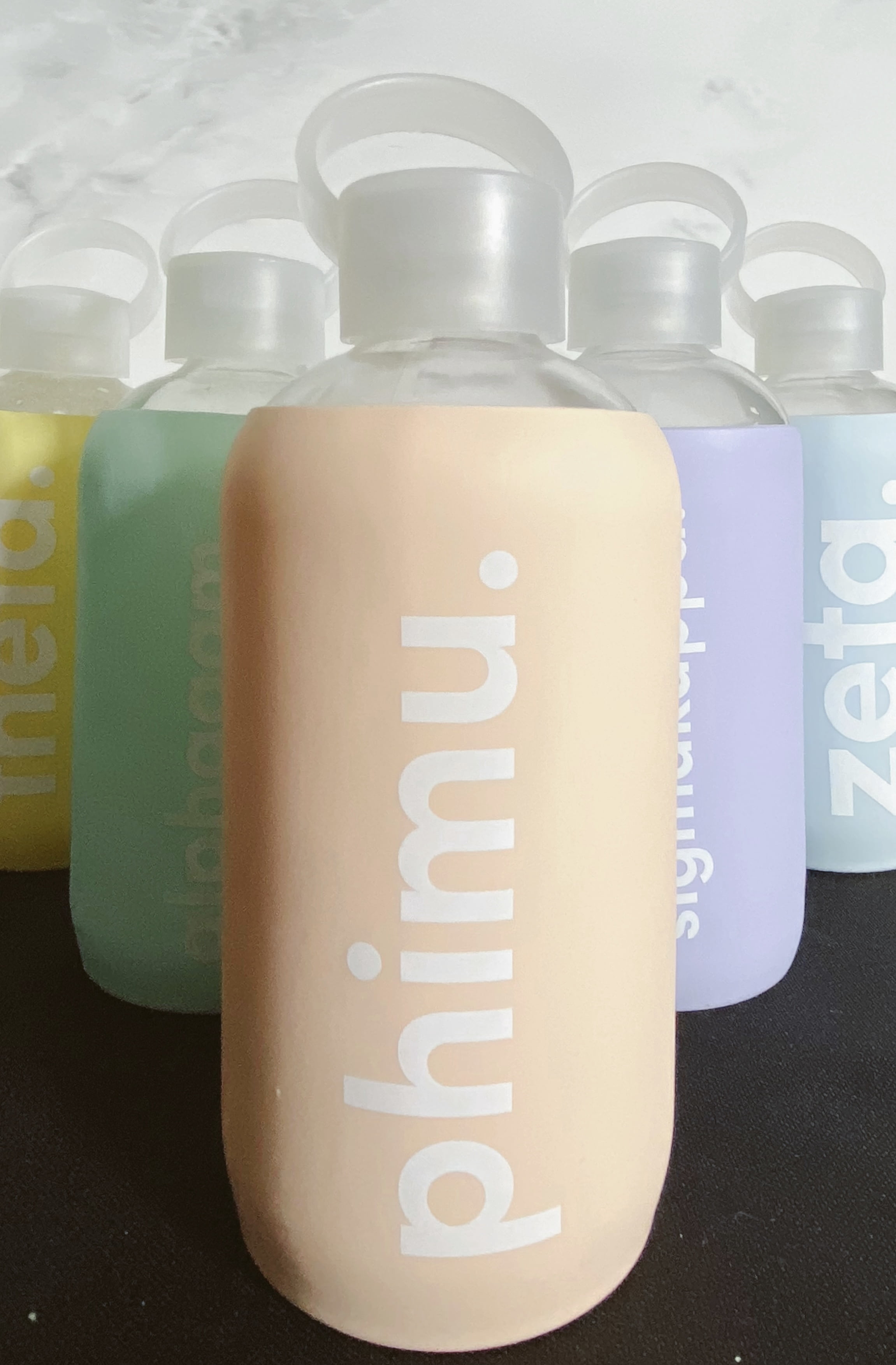 Sorority Shop Sigma Sigma Sigma Glass Water Bottle with Silicone Sleeve - 16 Oz Reusable Water Bottle with Leakproof Cap