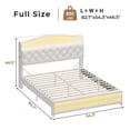 thumbnail image 3 of Full Size Girls Bed with LED Lights and Charging Station, Princess Bed Frame with Storage Headborad, Beige Platform Bed, No Box Spring Needed Noise-Free Easy Assembly, 3 of 8