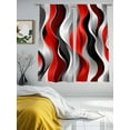 thumbnail image 2 of Abstract Wave Line Sheer Curtains 63 inches Long 2 Panels Set Gray Red Black Stripe Graffiti Sheer Window Curtain Rod Pocket Voile Drapes for Living Room/Bedroom, Each 52" W x 63" L, 2 of 7