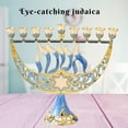 thumbnail image 6 of Matashi Hand Painted Enamel Menorah Candelabra with a Flower and Hanukkah Design and Embellished with Gold Accents and High Quality Crystals, 6 of 7
