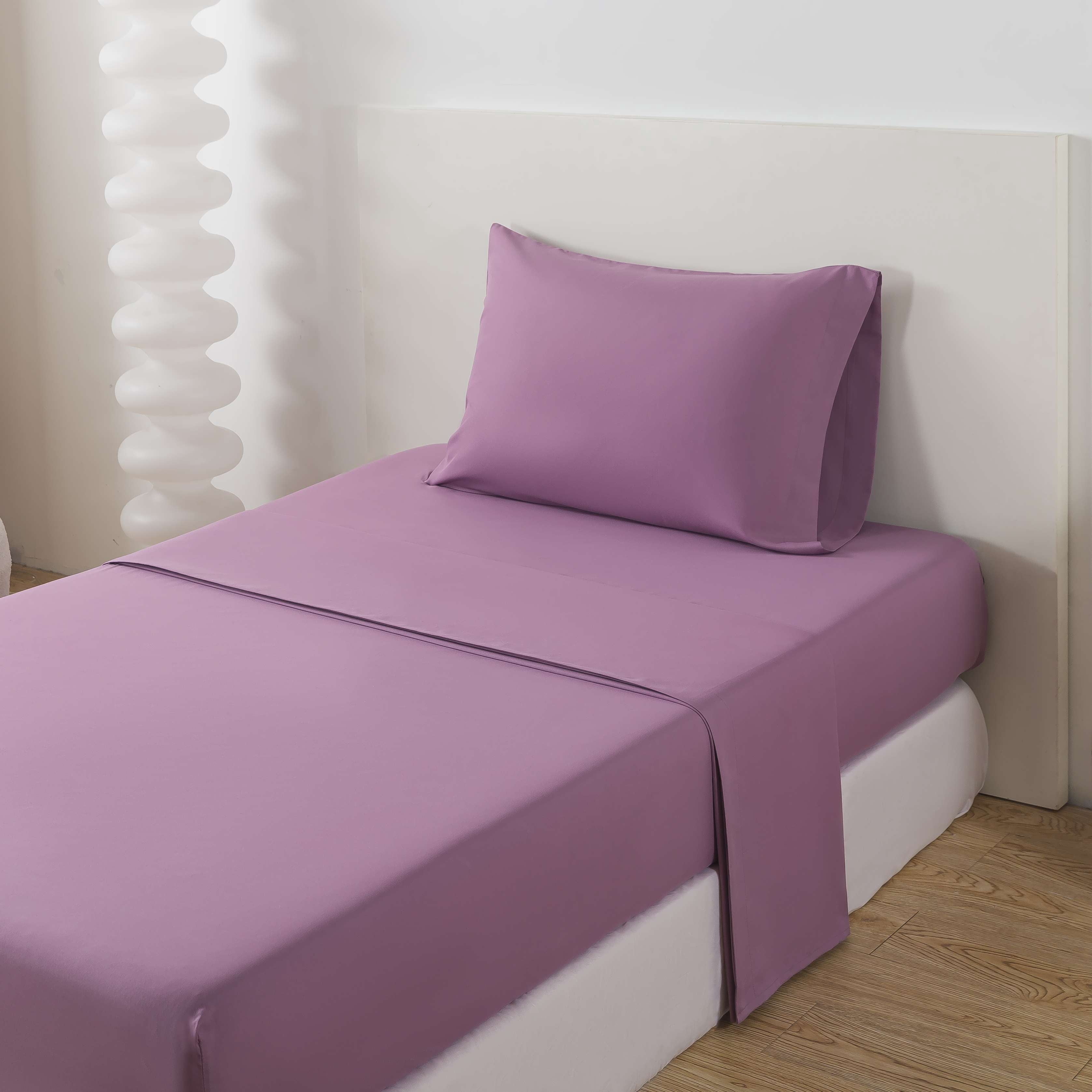 Mainstays All in One Reversible Comforter and Sheet set- 5 Piece, Twin, Purple Geo