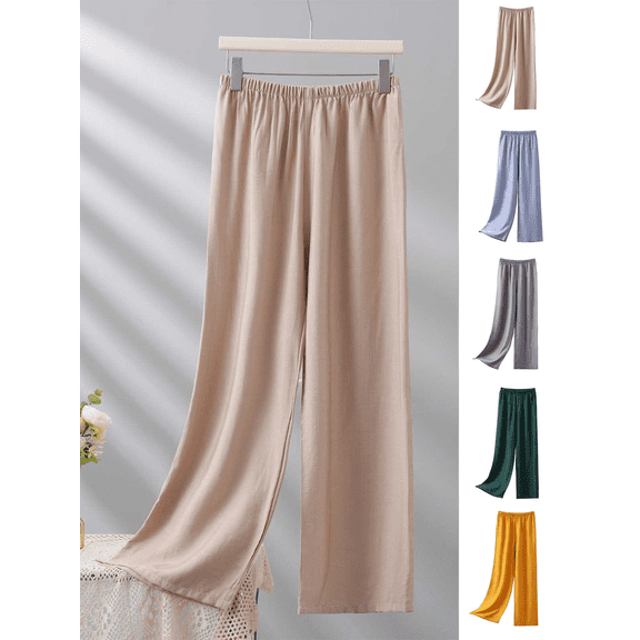 Women's Cotton Pajama Pants Elastic Waist Lounge Sleep Bottoms Casual Lightweight Soft Thin Long Pants