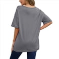 thumbnail image 3 of Camiseta Holgada de Algodón de Color Liso con Cuello Redondo y Aberturas en Ambos Lados, Gris, Talla L, 3 of 6