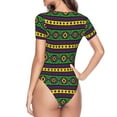 thumbnail image 4 of Naloa Carnival Mardi Gras Women's Short-Sleeved Onesie, One-Piece Swimsuit for Parties, dates, clubs - Small, 4 of 9