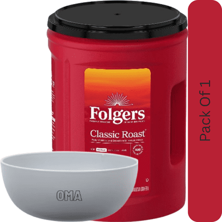 Folgers Classic Medium Roast Ground Coffee Rich Smooth Taste 43.5 oz. With White Bowl By OMA
