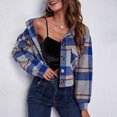 thumbnail image 2 of Chaqueta De Abrigo De Tela Escocesa Para Mujer, Camisas De Abrigo De Moda, Estilo Corto Cómodo, Manga Abullonada, Bolsillo Agradable Para La Piel Para Mujer Para Club Para Ir De ANGGREK ID1711, 2 of 7