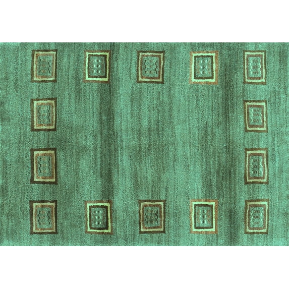 Ahgly Company Machine Washable Indoor Rectangle Abstract Turquoise Blue Contemporary Area Rugs, 5' x 7'