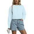 thumbnail image 6 of idosla Cropped Cardigan Bolero Shrug for Women, Button Down Long Sleeve Knit Sweater for Dresses,for Jeans (Light Blue, S), 6 of 6