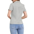 thumbnail image 3 of INSPIRAR CHIC Blusas de Algodón con Cuello Peter Pan y Botones Vintage para Mujeres en Gris Claro S, 3 of 6