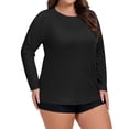 thumbnail image 4 of Women's UPF 50+ Long Sleeve Rash Guard with Crew Neck and Raglan Sleeves Featuring Moisture Wicking Fabric for Swimming Surfing Hiking Fishing and Daily Casual Wear Black L, 4 of 5