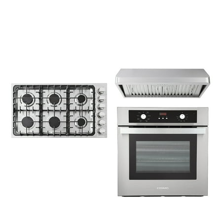 

3 Piece Kitchen Package With 36 Gas Cooktop 36 Under Cabinet Range Hood 24 Single Electric Wall Oven