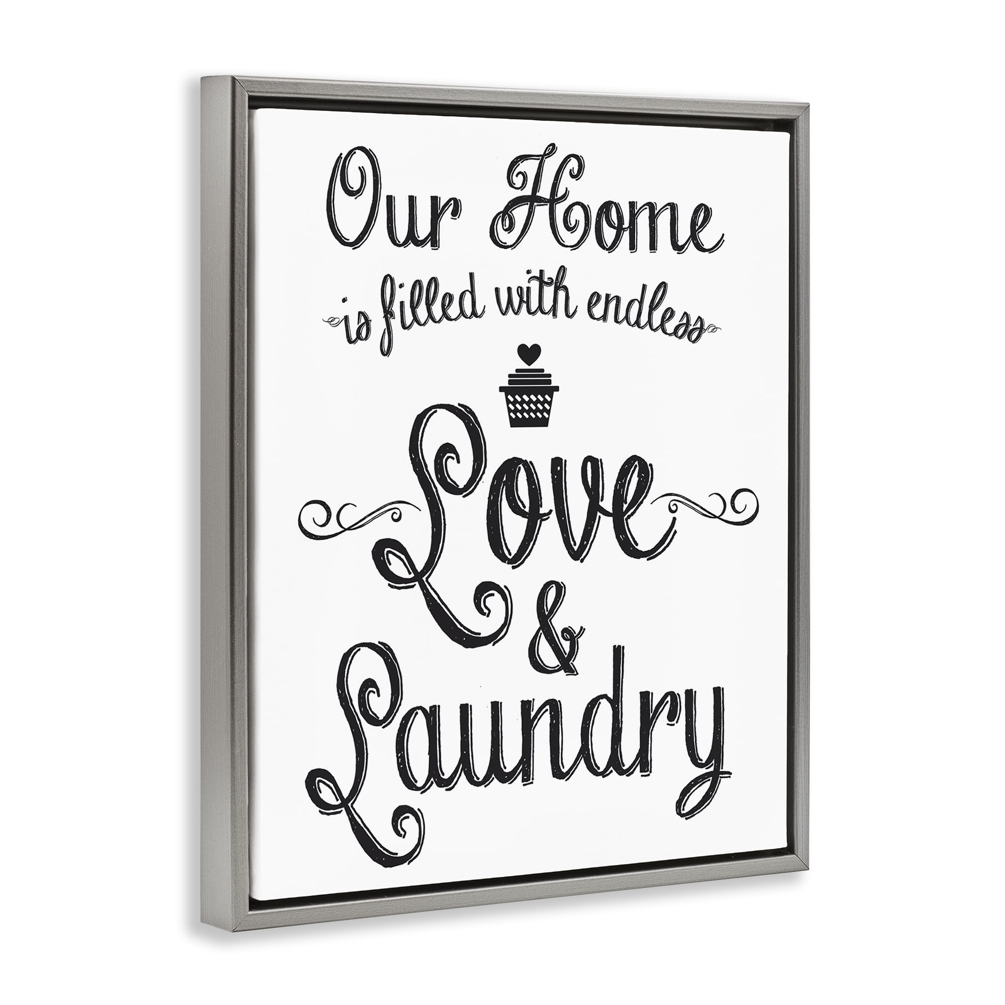 Stupell Industries Endless Love & Laundry Typography Painting Gray Floater Framed Art Print Wall Art, 17 x 21