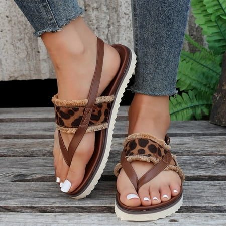 

GERsome Sandals for Women Dressy Summer T-Strap Flat Slide Beach Sandals Strappy Clip Toe Thong Flip Flops