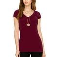 thumbnail image 4 of Made by Johnny Women's Basic Fitted Short Sleeve V-Neck T Shirt XL BURGUNDY, 4 of 6