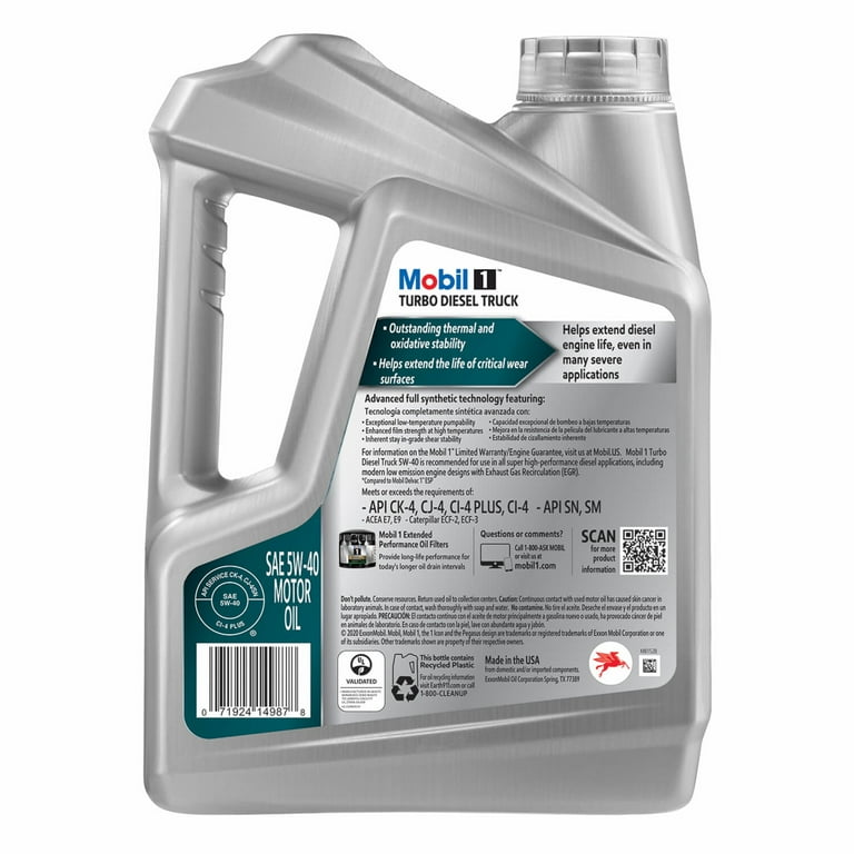 Mobil 1 Turbo Diesel Engine Full Synthetic Oil 5W-40, 1 Gallon