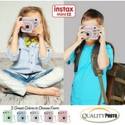 Fujifilm Instax Mini 12 Instant Camera + Quality Photo Value Bundle, Case, Decoration Stickers, Frames, Photo Album, (Lilac Purple)