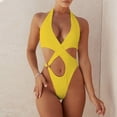 thumbnail image 2 of Bikini cómodo para mujer Traje de baño de una pieza de color sólido Traje de baño Ropa de playa para nadar OAVQHLG3B Store  lin121212, 2 of 4
