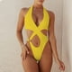 thumbnail image 2 of Bikini cómodo para mujer Traje de baño de una pieza de color sólido Traje de baño Ropa de playa para nadar OAVQHLG3B Store  lin121212, 2 of 4