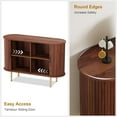 thumbnail image 3 of PYY Mid-Century Modern Walnut Sideboard Buffet Cabinet 47" – Sliding Doors, Adjustable Shelves, Freestanding Storage Console Table – Living Room, Dining Room, Entryway and Home Office – Brown, 3 of 8
