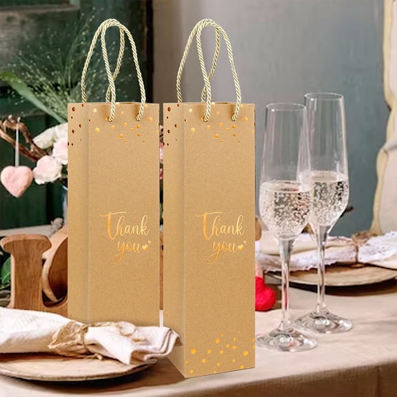 WASHWEPE 12pcs Paper Wine Bags For Wine Bottle Packaging Elegant Present Bags For Parties Convenient Practical