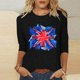 thumbnail image 1 of Fiudx Ofertas Flash Del Día Solo En Línea Blusas de Manga 3/4 para Mujer, Camisa con Estampado Vintage, Informal, Manga 3/4, Cuello Redondo, Blusa Estilo Túnica Boho, 1 of 4