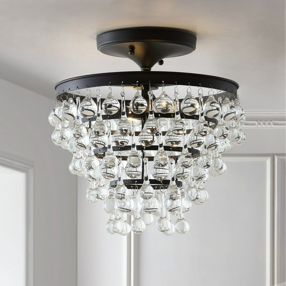 JONATHAN Y Toronto 13" Metal/Crystal LED Flush Mount, Oil Rubbed Bronze, JYL9029A